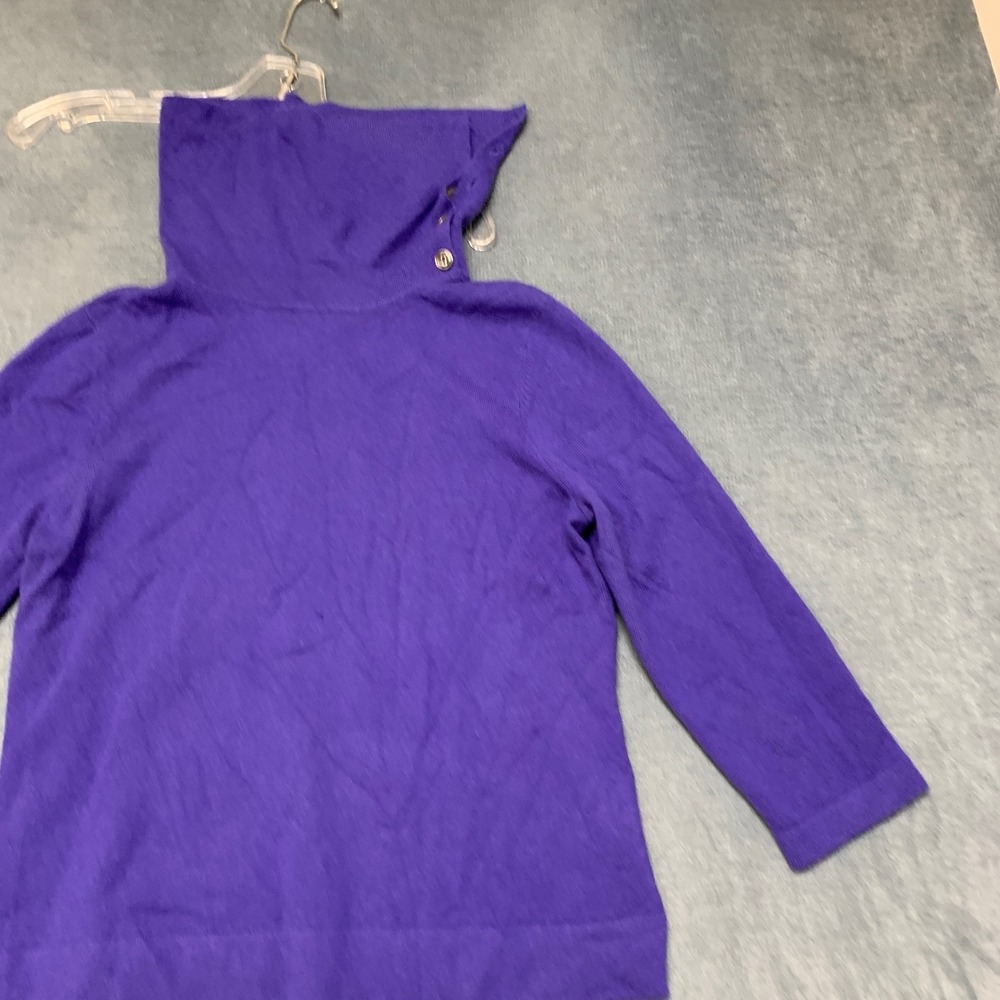 Jones New York Sweater Womens Petite Large Purple Tight Knit Mock Neck Pullover - Picture 5 of 16